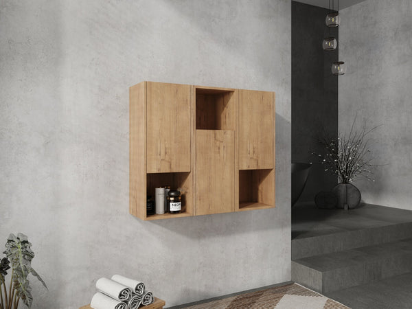 English Elm 36" Bathroom Side Cabinet - Stylish Wall-Mounted Storage, Soft-Close Doors & Durable Imitative Oak Finish W999S00374