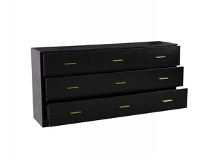 English Elm Modern 9-Drawer Black Dresser — Sleek 3-Column Chest, Waterproof Surface, Sturdy Engineered Board Storage W1785P324460