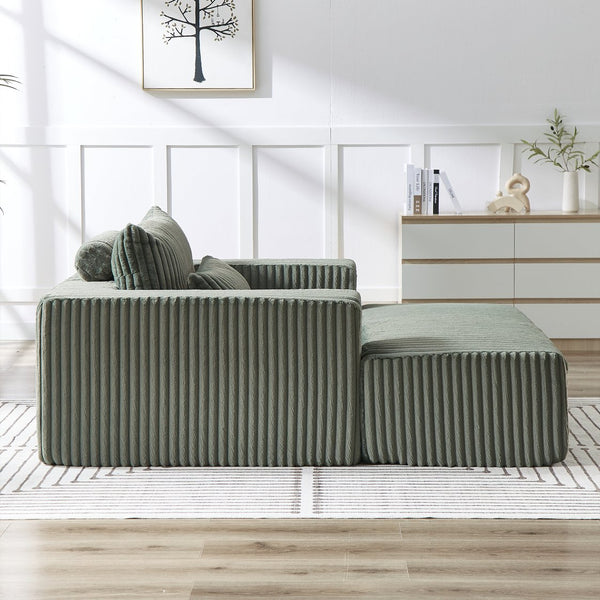 English Elm 75-Inch Corduroy Sponge Lounge Chair With Footrest – No Assembly, Plush Sleeper For Living Rooms & Bedrooms W834P206095