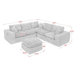 English Elm 107'' Boucle Modular Sectional Sofa Deep Cloud Cushions Reversible Chaise Living Room Green W1413S00167