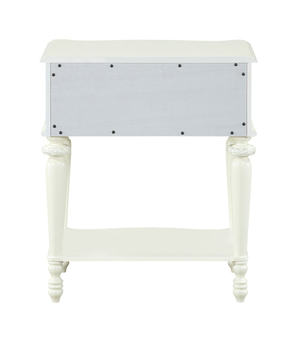 English Elm Ivory 1-Drawer Nightstand with Bottom Shelf for Books & Decor, Smooth-Glide Drawer, Compact Chic B062P215402