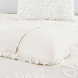 Madison Park Veronica Shabby Chic 3 Piece Tufted Cotton Chenille Floral Comforter Set MP10-7824 Off-White