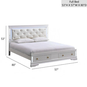 English Elm Verona Full Bed Frame With Led Headboard, Pearl White - Stylish Storage & Modern Design, No Mattress B078S00640-GIGA