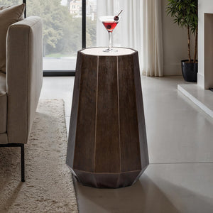 English Elm Transitional Martini Table With Quartz Stone Top - Trestle Base In Dark Walnut For Modern Living Spaces B2741P404281-GIGA
