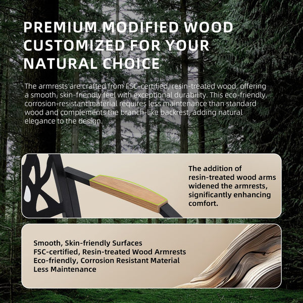 English Elm 5PC Outdoor Patio Aluminum Furniture Set with Sunbrella Cushions, Branch-Back Chairs & Umbrella Hole W1886S00026