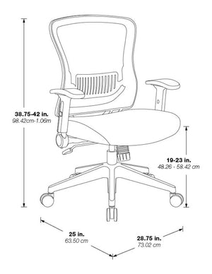 OSP Home Furnishings Dark Ari Ergonomic Mesh Manager Chair with Lumbar Support for Executive Home Office Use 515-F37N1F2-R