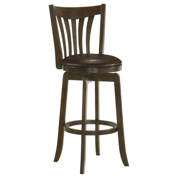 English Elm Decker Dark Cherry Swivel Bar Stool with Faux Leather Seat, 360° Rotation, Elegant Slat Back Finish B062P299929