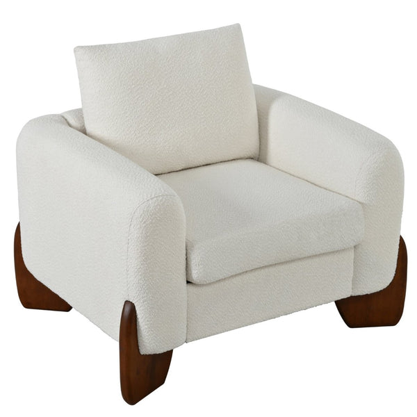 English Elm U_style Bouclé 3 Piece Living Room Sofa Set with Loveseat and Two Accent Armchairs Beige WY000479AAA