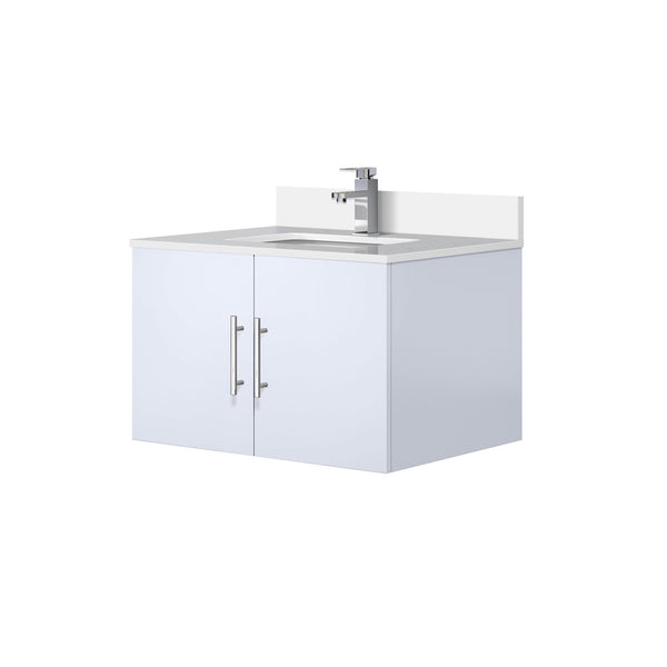 English Elm Glossy 30" White Bath Vanity with Quartz Countertop, Soft-Close Storage & Chrome Faucet Set B2731P258592