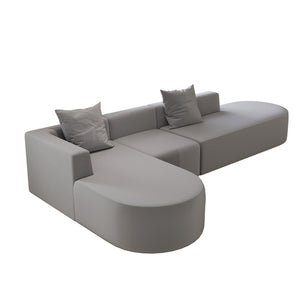 English Elm L Shaped Modular Sectional Sofa - 110" Grey Corduroy Couch With Movable Ottoman For Ultimate Comfort W3670S00003