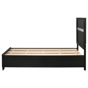 English Elm Urbana Black Twin Storage Panel Bed with Crystal Pulls & Glitter Trim, Slatted Platform, Drawers B062S00698