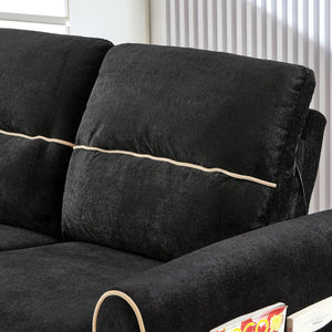 English Elm Swivel Barrel Accent Chair Chenille Tufted Round Club Seat for Living Room Lounge Black N719S002330B