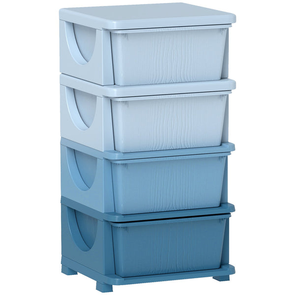 English Elm Qaba 4 Tier Kids Storage Unit with Removable 16L Drawers, Compact Toy Organizer for Toddlers Blue W2225P229206