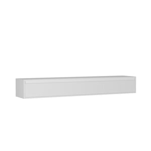 English Elm Floating LED TV Stand Wall Mounted Shelf with Power Outlet, High-Gloss White MDF Cabinet, Storage & Cord Management - Modern Living Room Accent W1321P311892