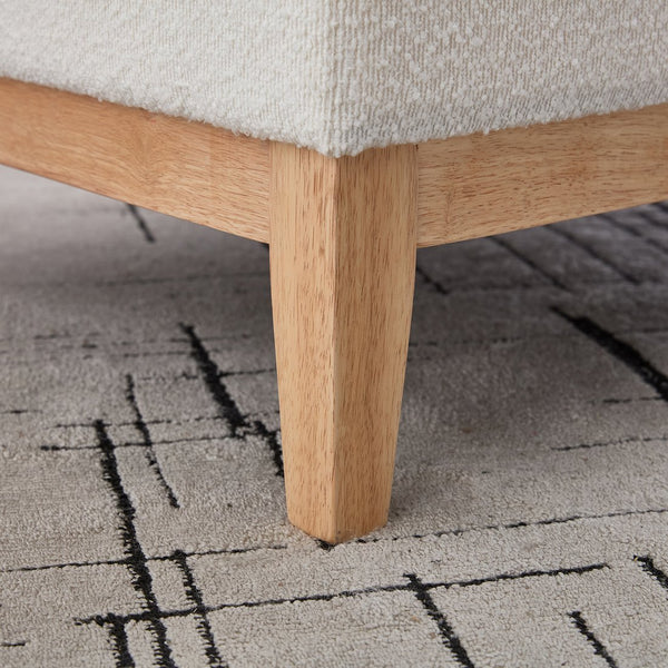 English Elm 33.86"W Upholstered Storage Ottoman - Ivory Boucle Coffee Table & Footrest With Rubberwood Legs W3118P283463