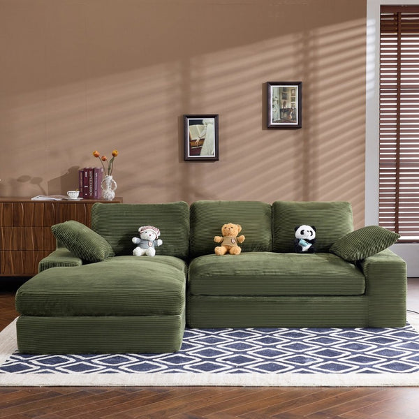 English Elm White Corduroy Compact Sofa Soft Upholstered Seating for Casual Scandinavian Living Rooms W3612S00014