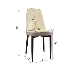 English Elm A Set Of 4 Modern Pu Leather Dining Chairs With Soft Cushions & Sturdy Black Metal Legs - Beige/Grey W2189P168411