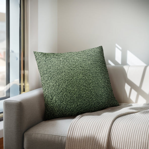 JLA Home Chapel Hill - Solid Boucle Feather-Blend Square Pillow with Off-White Texture, Removable Cover, 20x20 Accent Green CH30-0040