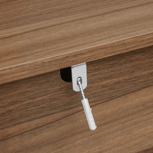 English Elm 5 Drawer Cabinet with Pine Feet, Engineered Rattan Finish, Anti-Dump Safety, Durable Moisture-Proof Storage (37.41"x18.9"x9.45") W688137513