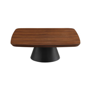 English Elm Duncan Walnut Veneer Two-piece Nesting Coffee Set with Matte Black Conical Bases B062S01486