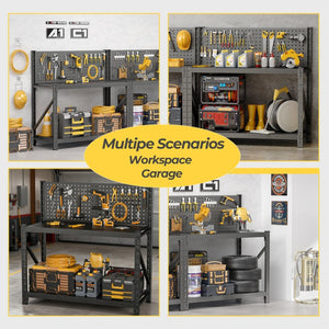 English Elm Storage Shelves with Pegboard Panels Heavy Duty Metal Garage and Pantry Rack Unit T5667P454761