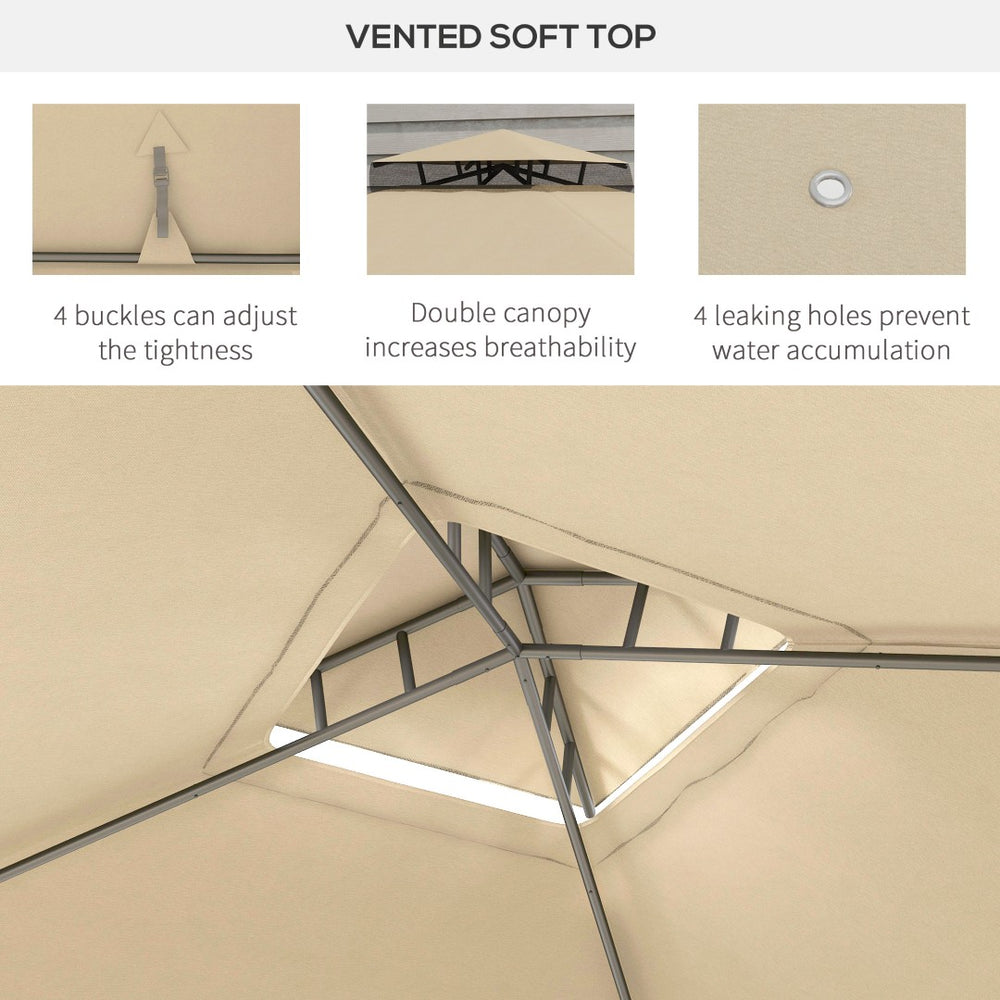 English Elm Outsunny 9.6' X 11.6' Patio Gazebo With Two-Tier Roof, Mesh Walls For Bug-Free Outdoor Relaxation W2225P174223-GIGA