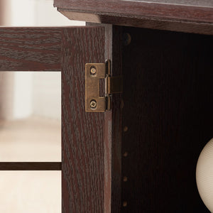 English Elm 70" Modern TV Stand with 23" Electric Fireplace, Faux Stone Mantel, Ample Storage & Cable Management Cherry W2275S00023