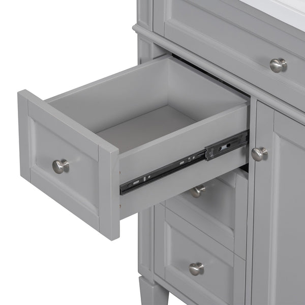 English Elm 30'' Modern Bathroom Vanity With Ceramic Sink, 2 Smooth-Glide Drawers & Tip-Out Compartment Storage N710P206904E