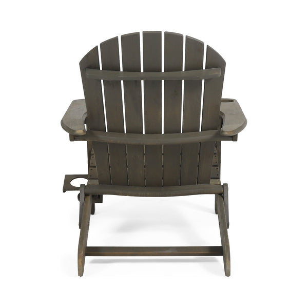 English Elm Christopher Knight Home® - BELLWOOD Adirondack Chair with Folding Design, Rustic Outdoor Wood Seat, Built-In Cup Holder Comfort Grey 37.75 L x 26.75 W x 8.5 H 68940.00GRY