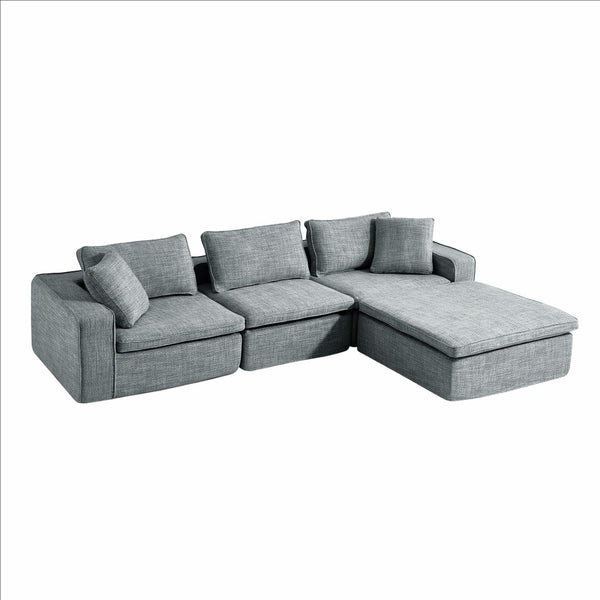 English Elm Cloud Couch Modular 4 Seater Sofa with Washable Linen and Pocket Spring Cushions Dark Gray W1765S00142