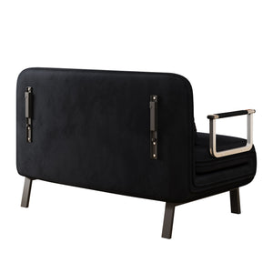 English Elm 39″ Convertible Chair Bed with Adjustable Backrest & Pillow, Steel-Frame Sleeper Chair for Small Spaces Comfortable Multifunctional Lounge Sofa Black W1767P192815