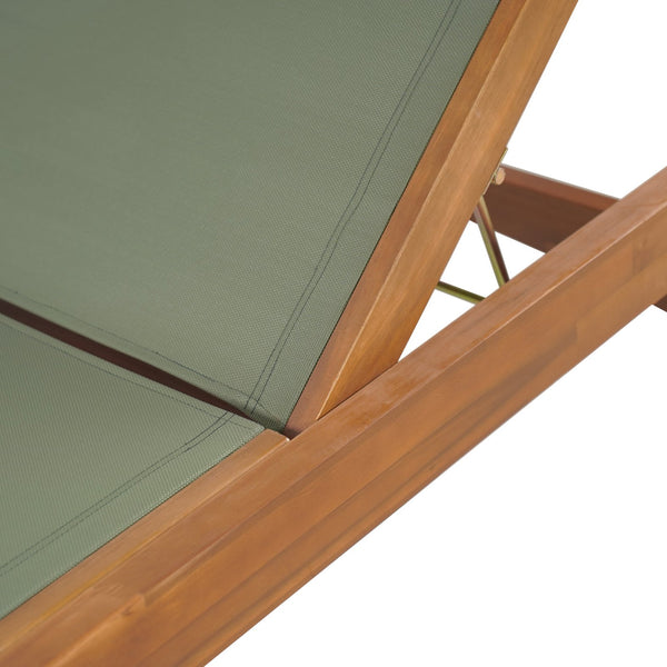 English Elm Christopher Knight Home® - OUTDOOR Chaise Lounge with Acacia Wood Frame and Breathable Mesh Seating for Durable Outdoor Comfort Green,Natural 63.5 L x 31.25 W x 6 H N776P286344G