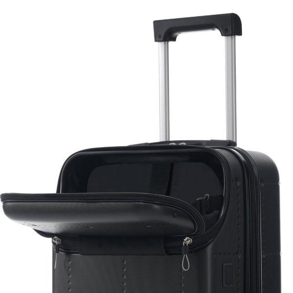 English Elm Luggage 5 Piece Hardside Abs Set with Front Access Carry on and Tsa Spinner Wheels Black N732P391557B