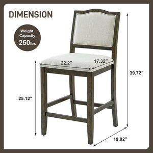 English Elm Counter Height Rubberwood Barstools Set of 2 Upholstered Seats for Kitchen Island Brown N752P377070D
