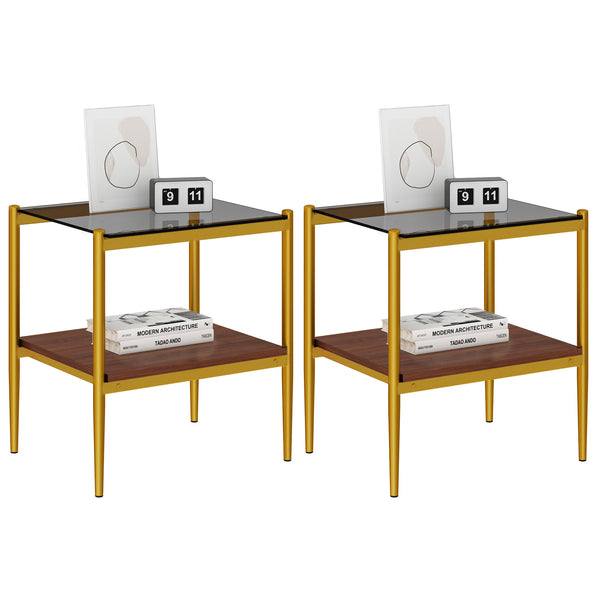 English Elm Coffee Table And End Tables Set Of 3 - Sleek Gray Tempered Glass & Mdf, Modern Living Room Decor W241S00045