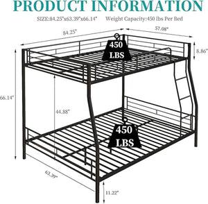 English Elm Heavy Duty Steel Full Over Queen Bunk Bed Adult Guest Room Powder Coat Frame W840S00001