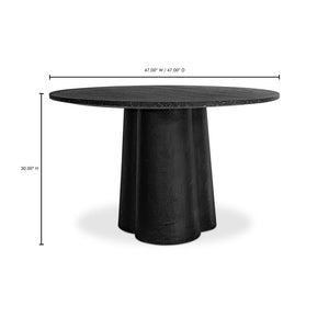 English Elm Mono Round Terrazzo Dining Table Concrete Base Seats 4 Architectural Modern B2769S00011
