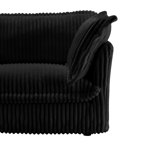 English Elm Slipcovered U-Shape Sectional Sofa - Modular Deep Seat Couch With Soft Corduroy & Elegant Design, Black W3041S00098-GIGA