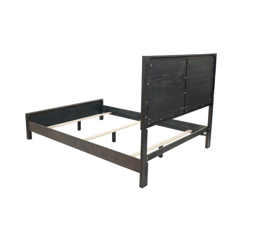 English Elm Rustic Contemporary Espresso Queen Bed with X-Design Headboard Pine & Plywood Durable Chic Centerpiece B011S01442