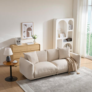 English Elm Cozy Three Seat Sofa Stain Resistant Fabric Hardwood Frame for Modern Living Rooms Beige W3226P371356