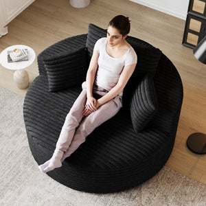 English Elm 50''L Plush Corduroy Sponge Single Sofa Bed with No Assembly, Fluffy Modern Sleeper for Living Areas Black W834P337428