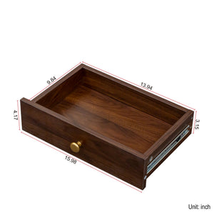English Elm Fold-Out Convertible Writing Table Space-Saving Desk Cabinet with Shelf and Hidden Drawer for Home Office Walnut W331P256910