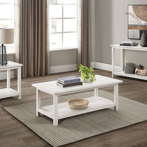 English Elm Castleton Distressed White Wood Coffee Table With Storage Shelf For Rustic Modern Living Rooms B062P375518