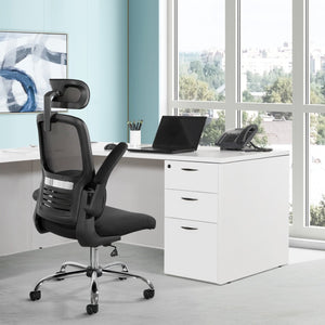 OSP Home Furnishings Mesh Back Executive Office Chair with Lumbar Support Headrest and Ergonomic Foam Seat EM60020CHR-3