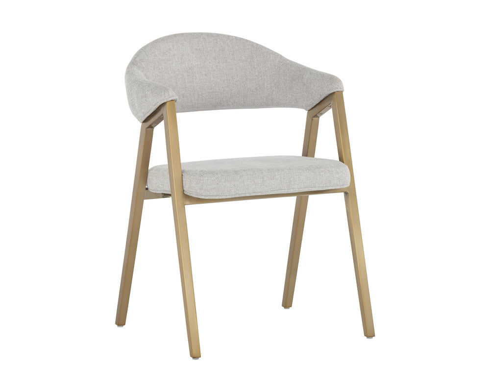 Sunpan Burgos Dining Armchair - Modern Curved Seatback with Gold Stainless Steel Frame for Stylish Dining Belfast Heather Grey