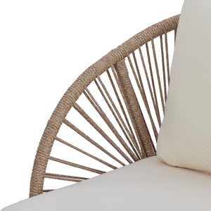 English Elm Acacia Wood Outdoor Tub Chair Woven Rope Accents Plush Cushion Coastal Patio Seat N767P368976L