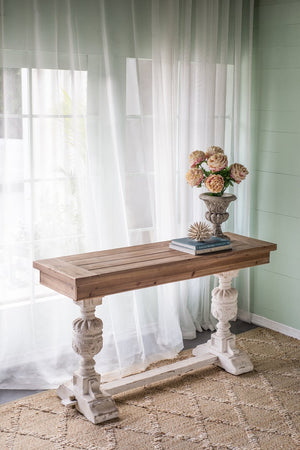 English Elm 59x18x32" Alcott Buffet Table - Vintage Whitewashed Fir Sideboard, Rustic Heirloom Charm for Dining & Entryway, Versatile Storage W2078P201491