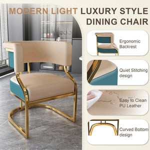 English Elm Modern Gold Iron Frame Pu Leather Armless Dining Chairs Ergonomic Cushioned Set W2699P430962