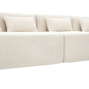English Elm Upholstered Boucle Sofa with Lumbar Pillow Pocket Spring Seating for Living Room Beige N719P250550A