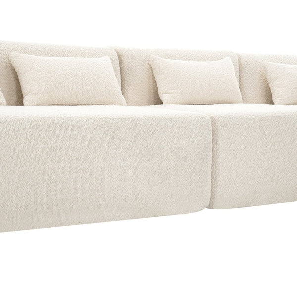 English Elm Upholstered Boucle Sofa with Lumbar Pillow Pocket Spring Seating for Living Room Beige N719P250550A